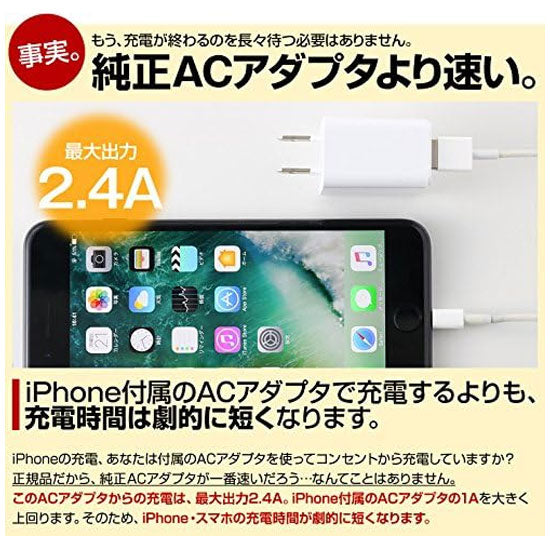 スリーアール 3R-AC224WT Qurra 2ポート USB充電器 5V2.4A(2ポート合計) ホワイト