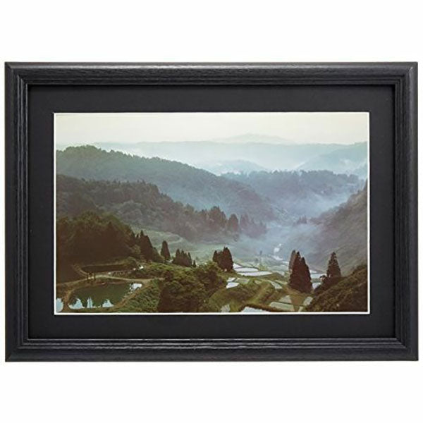 フジカラー YM-3 フォトフレーム 木製額縁 ワイド6切 ブラック