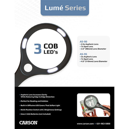 エツミ カーソン CARSON-AS-90 2.5倍 COB LED付きマグニファイア 拡大鏡 ルーペ