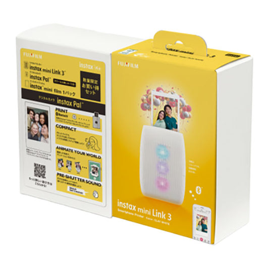 フジフイルム チェキ instax mini Link 3 instax Pal フィルムセット品 クレイホワイト [数量限定]
