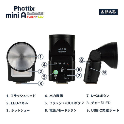 Phottix PXMF-MA LEDライト付きミニフラッシュ mini A