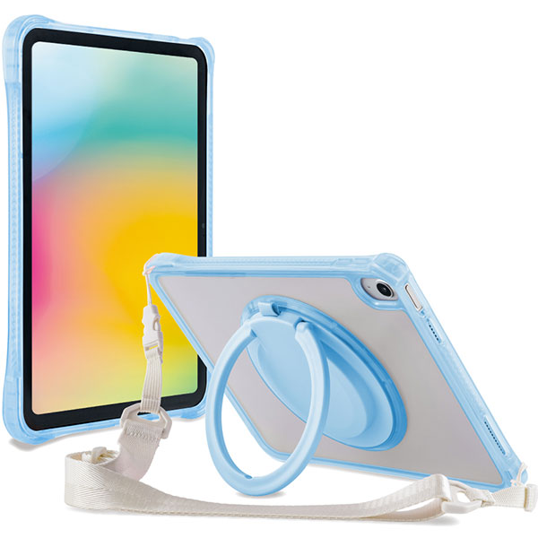 ナカバヤシ TBC-IP2502LBL iPad用リングスタンド付き衝撃吸収ケース ライトブルー