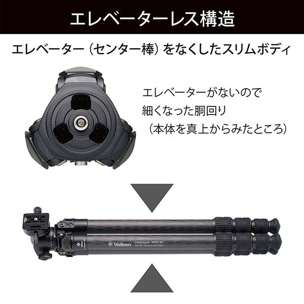 ベルボン CM-N643MTA70 中型カーボン三脚 4段 カルマーニュ N643 MT（A70）