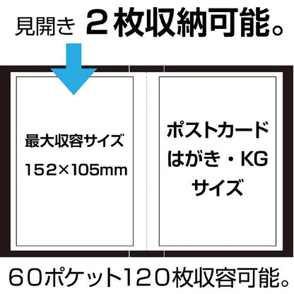 セキセイ KP-60P-10 ポストカードホルダー 高透明 ハガキ 120枚 ブルー