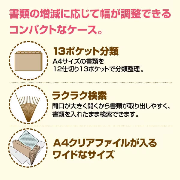 セキセイ ACT-3912-70 アクティフ ドキュメントホルダー 12仕切り13ポケット ホワイト