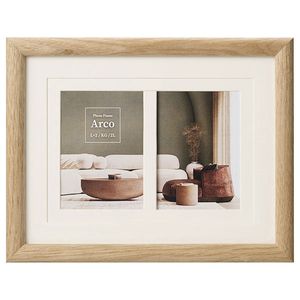 ハクバ FWAR-L2NT フォトフレーム 木製 Arco L×2面/KGハガキ/2Lサイズ ナチュラル