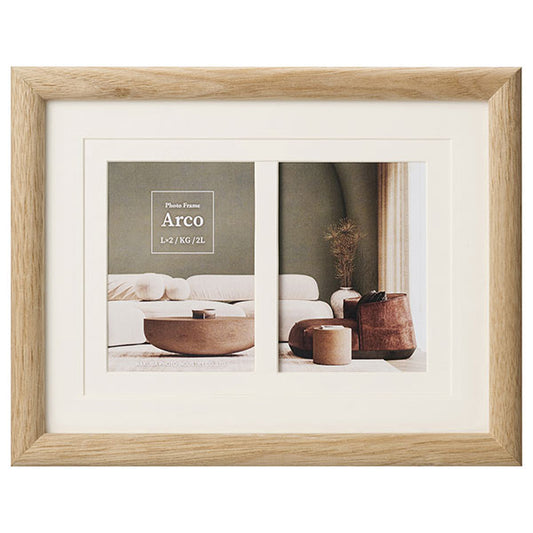 ハクバ FWAR-L2NT フォトフレーム 木製 Arco L×2面/KGハガキ/2Lサイズ ナチュラル