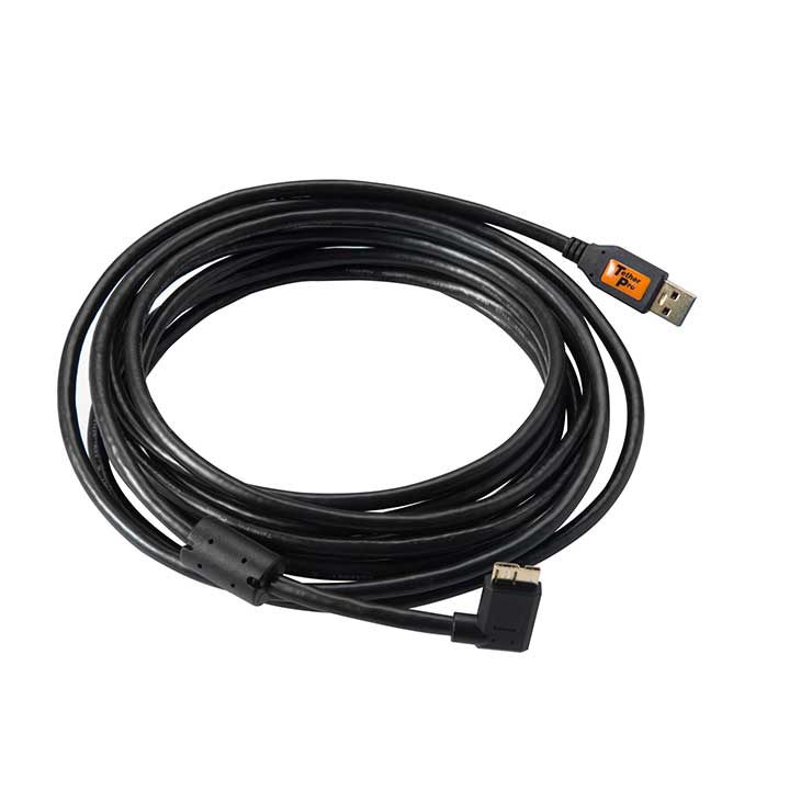 テザーツールズ CU61RT15-BLK テザープロ USB3.0スーパースピード マイクロBライトアングルケーブル 4.6m ブラック