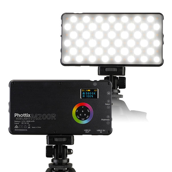 黒 桜古典 Phottix M200R RGBライト バッテリー内蔵 撮影用LEDライト