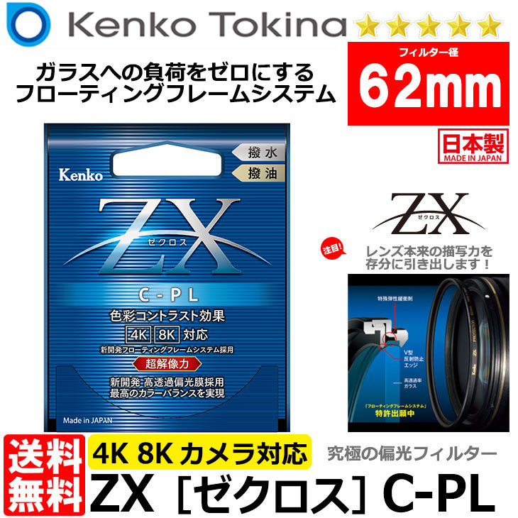 ケンコー・トキナー 62S ZX（ゼクロス） C-PL 円偏光フィルター 62mm径 PLフィルター