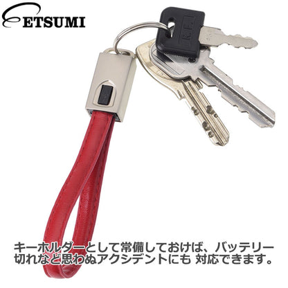 エツミ VE-6863 キーホルダーケーブルα Micro USB レッド