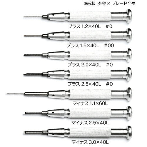 ジャパンホビーツール JHT9570P1.5 軸太精密ドライバー プラス#00 外径1.5ミリ ブレード長40ミリ付き